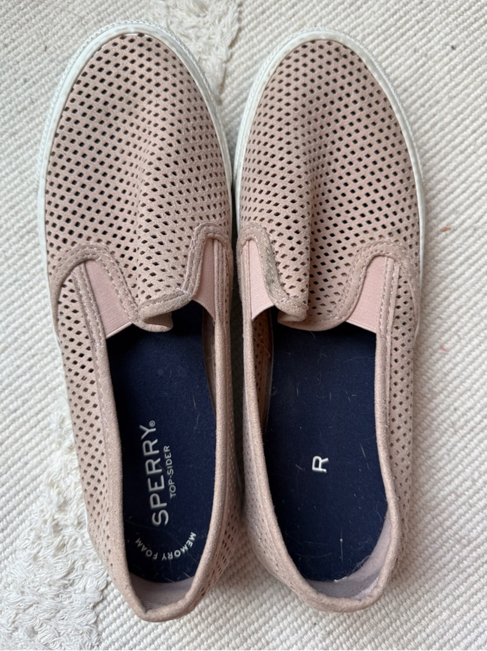 Sperry Pink Slip-On Canvas Sneakers with Navy Logo Insole
